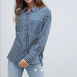 Striped button up with double pockets